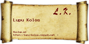 Lupu Kolos névjegykártya